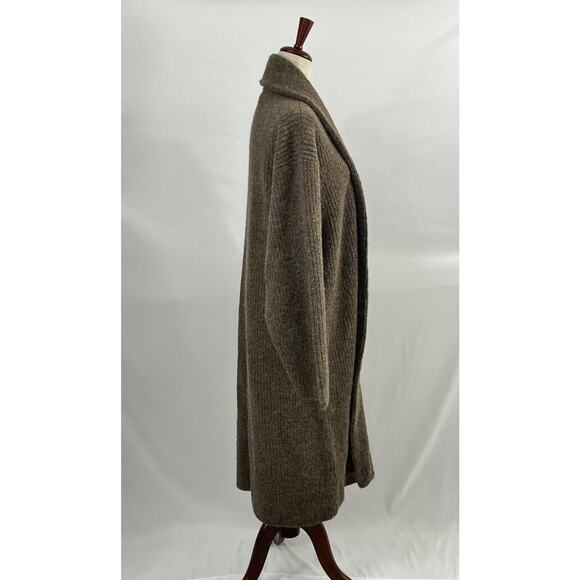 OZMA Sz M/L Sloan Duster Bark Open Front Cardigan Sweater Alpaca Thick - Picture 6 of 12